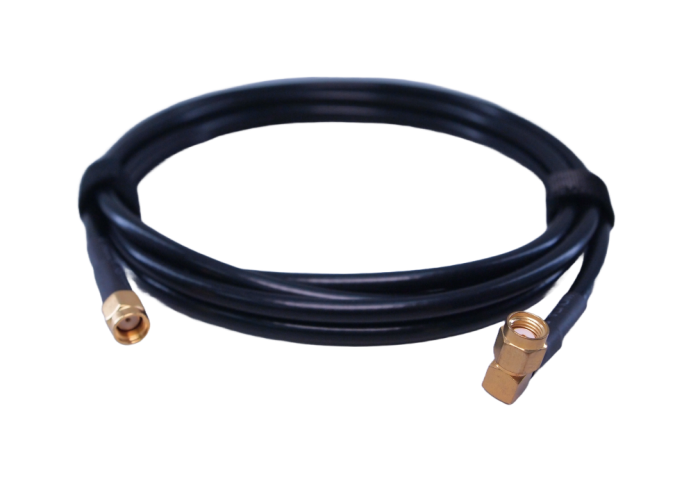 RP-SMA male to RP-SMA 90-degree male, LMR-200 50ohm Low Loss Coaxial Cable, PVC, O.D.6mm, Black, 2 metres